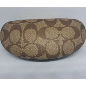 Coach Signature Monogram Brown Hard Clamshell Sunglasses Eyeglasses Case